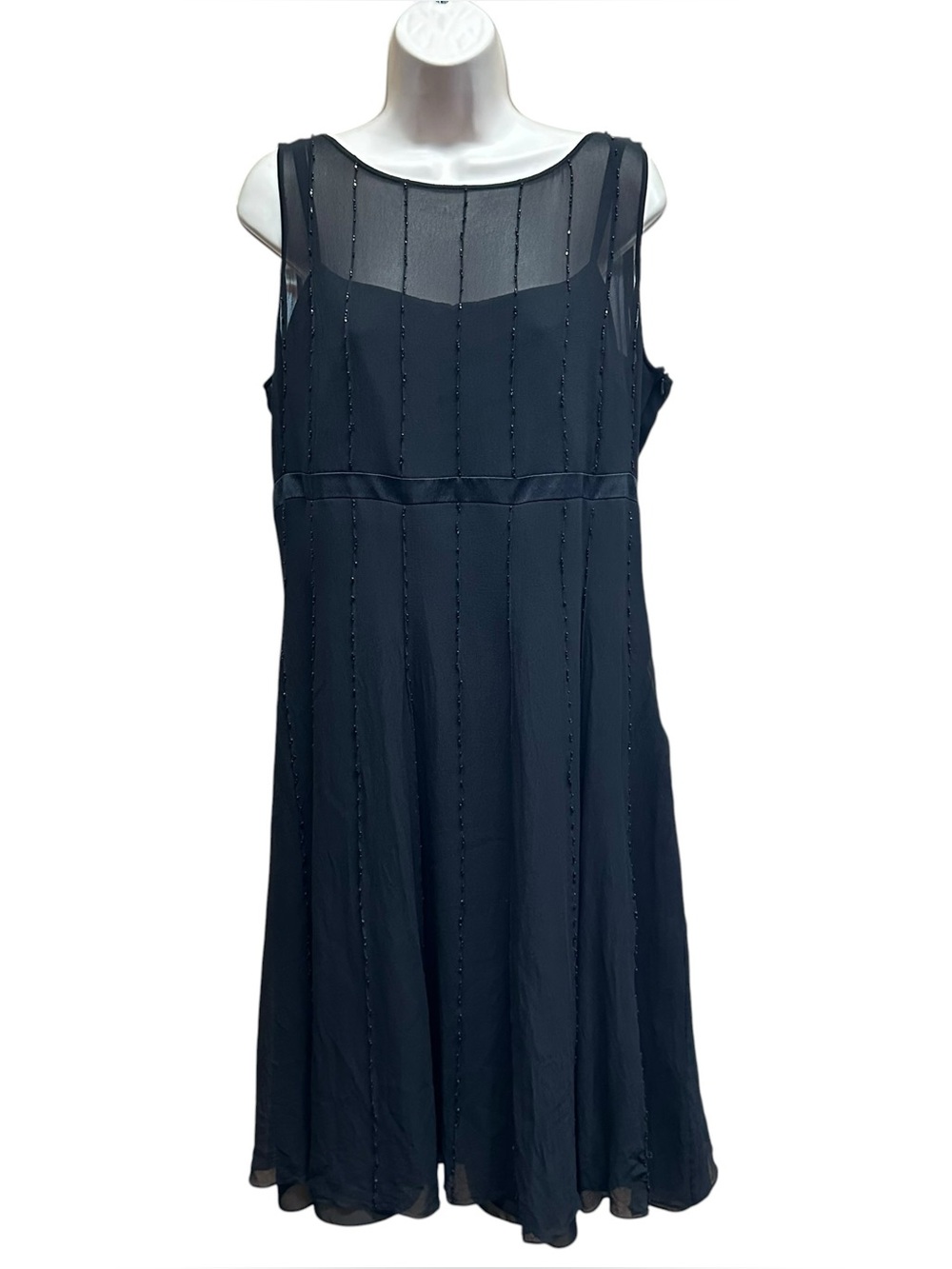 Talbots women’s black silk dress beaded whimsigoth fairy grunge women’s 16